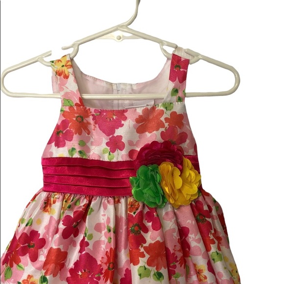 Nanette Baby Easter Dress Pink Floral Bubble Formal Dress Flower appliqué 18 Mo - Picture 3 of 8